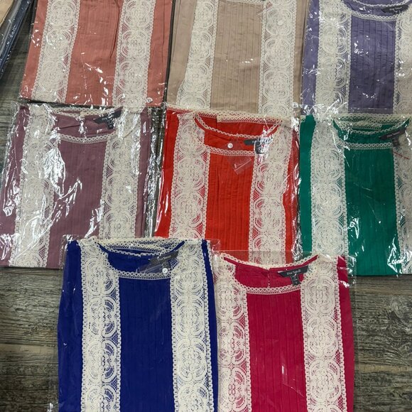 BLUE TASSEL: NWOT Cotton/Silk Fuschia Lace Tank - Picture 2 of 2